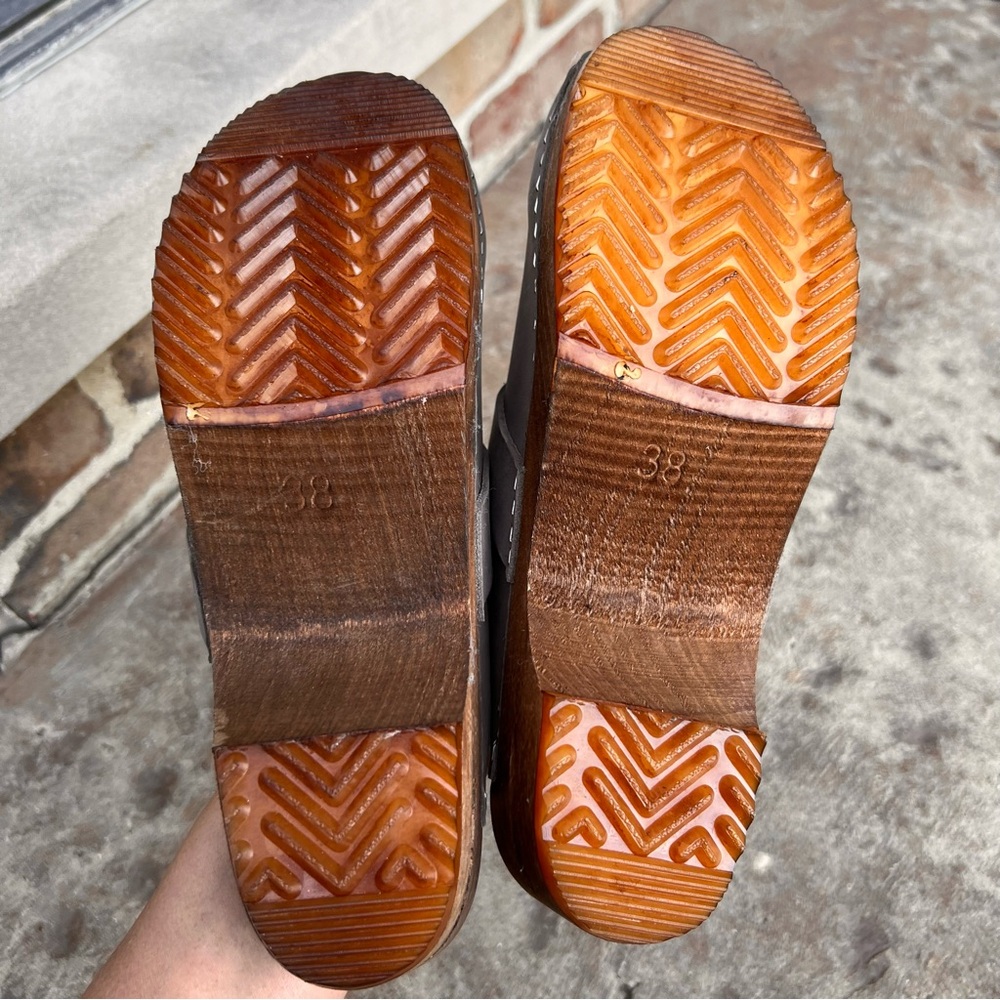 Sanita Gray Suede Buckle Clog Mule - Picture 11 of 13